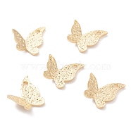 Brass Charms, Butterfly, Real 24K Gold Plated, 9.5x10x2mm, Hole: 1.2mm(KK-Y003-43G)