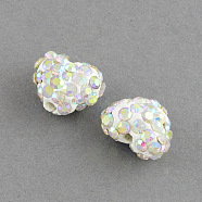 Heart Polymer Clay Grade A Rhinestone Beads, Crystal AB, 10x12.5x6.5mm, Hole: 2mm(RB-S024-03)