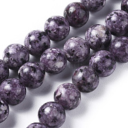 Natural Larvikite Beads Strands, Dyed & Heated, Round, Dark Violet, 8mm, Hole: 1.2mm, about 47pcs/strand, 14.9 inch(38cm)(G-G796-01B-02)