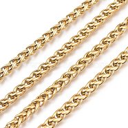 304 Stainless Steel Wheat Chains, Unwelded, with Spool, Golden, 5mm, about 32.8 Feet(10m)/roll(CHS-M001-01G)