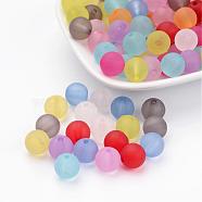 Transparent Acrylic Ball Beads, Frosted Style, Round, Mixed Color, 10mm, Hole: 2mm, about 938pcs/500g(FACR-R021-10mm-M)