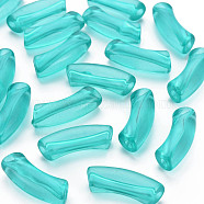 Transparent Acrylic Beads, Curved Tube, Light Sea Green, 32x9.5x8mm, Hole: 1.8mm, about 330pcs/500g(MACR-S372-002C-006)