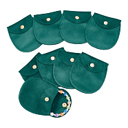 Velvet Jewelry Flap Pouches, Envelope Bag with Snap Button for Earrings, Bracelets, Necklaces Packaging, Half Round, Teal, 8.3x7.7cm(TP-WH0007-13G-01)