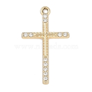 Alloy Rhinestone Pendants, Cross, Golden, 34x20x2mm, Hole: 2mm(FIND-M018-18G)