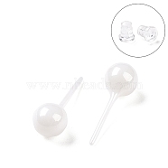 Hypoallergenic Bioceramics Zirconia Ceramic Stud Earrings, Round Ball, No Fading and Nickel Free, WhiteSmoke, 18x6mm(EJEW-Z023-13G)