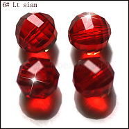 K9 Glass, Imitation Austrian Crystal Beads, Grade AAA, Faceted, Round, Red, 10mm, Hole: 0.9~1mm(SWAR-F079-10mm-06)