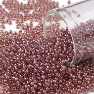 TOHO Round Seed Beads, Japanese Seed Beads, (960) Inside Color Amber/Mauve Lined, 11/0, 2.2mm, Hole: 0.8mm, about 1110pcs/10g(X-SEED-TR11-0960)