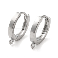 Brass Hoop Earrings Finding, with Horizontal Loop, Ring, Real Platinum Plated, 18 Gauge, 15x13.5x2.5mm, Hole: 1.2mm, Pin: 1mm(KK-H455-62P)