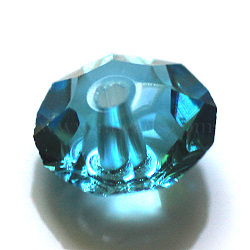 Imitation Austrian Crystal Beads, Grade AAA, Faceted, Flat Round, Deep Sky Blue, 6x3.5mm, Hole: 0.7~0.9mm(SWAR-F061-3x6mm-10)