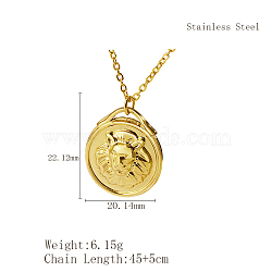 Stylish Stainless Steel Lion Pendant Necklaces for Women, Real 18K Gold Plated, 17.72 inch(45cm)(TW3912-2)