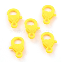 Plastic Lobster Claw Clasps, Heart, Yellow, 22.5x13x6.5mm, Hole: 3mm(PALLOY-F017-01L)