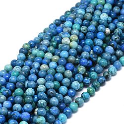 Natural Chrysocolla Beads Strands, Round, 8~8.5mm, Hole: 1mm, about 46~49pcs/strand, 15.55 inch(39.5cm)(G-O201A-01B)