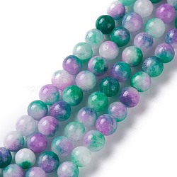 Dyed Natural White Jade Beads Strands, Round, Green, 6mm, Hole: 0.8mm, about 61pcs/strand, 14.76 inch(37.5cm)(G-I299-F02-6mm)