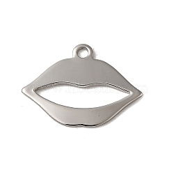 Non-Tarnish 304 Stainless Steel Charms, Laser Cut, Lip Charm, Stainless Steel Color, 13x17.5x1mm, Hole: 1.4mm(STAS-L022-307P)