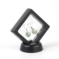Acrylic Frame Stands, with Transparent Membrane, For Earring, Pendant, Bracelet Jewelry Display, Rhombus, Black, 12.4x9x2cm(EDIS-L002-01-A)