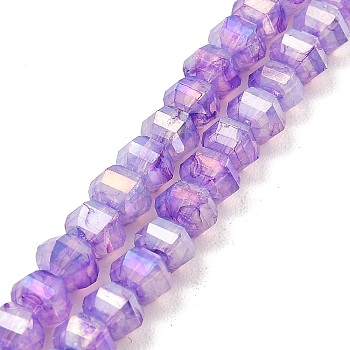 Imitation Jade Glass Beads Strands, Faceted, AB Color Plated, Rondelle, Medium Purple, 5x4.5mm, Hole: 1.2mm, about 70pcs/strand, 12.80''(32.5cm)