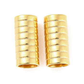 201 Stainless Steel Tube Beads, Grooved Column, Golden, 10x4.5mm, Hole: 3.6mm
