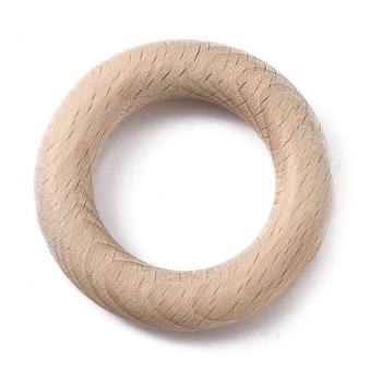 Beechwood Linking Rings, Macrame Wooden Ring, Teething Rings, Round Ring, BurlyWood, 50.5x10mm, Inner Diameter: 30.5mm