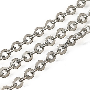 Brass Link Chains, Cadmium Free & Lead Free, Rack Plating, Long-Lasting Plated, Soldered, Flat Round, Platinum, 43mm