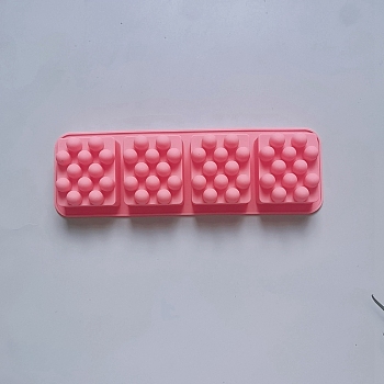 4 Cavities Silicone Molds, for Handmade Massage Bar Soap Making, Rectangle, Pink, 280x100mm