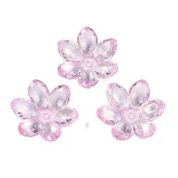 Transparent Acrylic Beads, Flower, Pearl Pink, 23.5x21x6.5mm, Hole: 2mm, 462pcs/500g