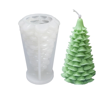 3D Christmas Tree DIY Candle Silicone Molds, for Xmas Tree Scented Candle Making, White, 9x15.2cm, Inner Diameter: 8.2x14cm