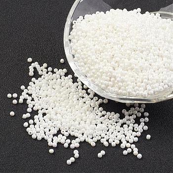 12/0 Grade A Round Glass Seed Beads, Opaque Colours Rainbow, White, 2x1.5mm, Hole: 0.5mm, about 45000pcs/pound