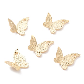 Brass Charms, Butterfly, Real 24K Gold Plated, 9.5x10x2mm, Hole: 1.2mm