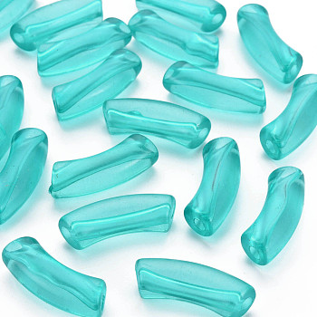 Transparent Acrylic Beads, Curved Tube, Light Sea Green, 32x9.5x8mm, Hole: 1.8mm, about 330pcs/500g