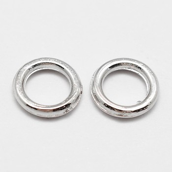 Alloy Round Rings, Soldered Jump Rings, Closed Jump Rings, Platinum, 18 Gauge, 7x1mm, Hole: 4.5mm, Inner Diameter: 4mm