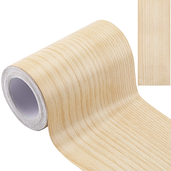 Wood Grain Pattern PVC Self-Adhesive Tapes, Veneer Edge Banding, Cornsilk, 102x0.1mm, 10m/roll