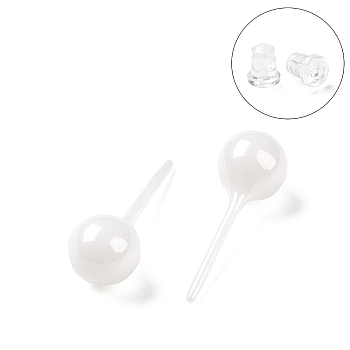 Hypoallergenic Bioceramics Zirconia Ceramic Stud Earrings, Round Ball, No Fading and Nickel Free, WhiteSmoke, 18x6mm