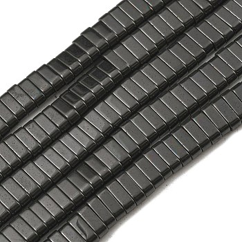 Electroplated Non-magnetic Synthetic Hematite Beads Strands, Rectangle, 2-Hole, Black, 6x2x3mm, Hole: 1.2mm, about 198pcs/strand, 16.02 inch(40.7cm)