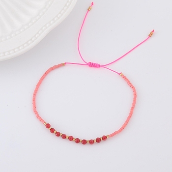 2mm Faceted Natural Tourmaline Beaded Braided Adjustable Bracelets for Women, 5-7/8~11-3/4 inch(15~30cm)