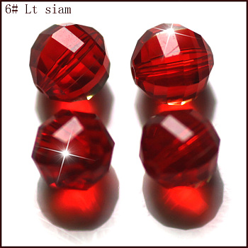 K9 Glass, Imitation Austrian Crystal Beads, Grade AAA, Faceted, Round, Red, 10mm, Hole: 0.9~1mm