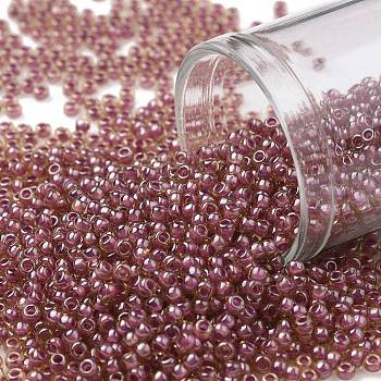 TOHO Round Seed Beads, Japanese Seed Beads, (960) Inside Color Amber/Mauve Lined, 11/0, 2.2mm, Hole: 0.8mm, about 1110pcs/10g