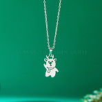 304 Stainless Steel Christmas Pendant Necklaces for Women, Stainless Steel Color, Non-Tarnish, Deer, 15.75 inch(40cm), pendant: 23x15mm(FS-WGF0E06-09)