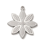 304 Stainless Steel Pendants, Textured and Laser Cut, Flower Charm, Stainless Steel Color, 18.5x16.5x1.5mm, Hole: 1.4mm(STAS-Q301-22P)