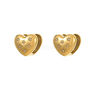 Chunk Star Heart Stainless Steel Pave Crystal Rhinestone Huggie Hoop earrings for Women, Golden(FW6246)