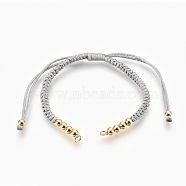 Nylon Cord Bracelet Making, with Brass Findings, Golden, Light Grey, 5-1/2 inch(14cm)~11-3/8 inch(29cm), Hole: 2.5mm(MAK-F024-05-G)