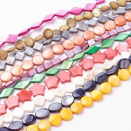 Natural Freshwater Shell Beads Strands, Mixed Shape, Mixed Color, 8~16x4~12x2~4mm, Hole: 0.5~1mm, about 26~49pcs/strand, 15.3 inch~16.1 inch(39~41cm)(BSHE-L036-41M)
