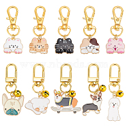2 Sets 2 Styles Alloy Brass Enamel Pendants Decorations Set, Alloy Swivel Clasp Charms, Clip-on Charm, for Keychain, Purse, Backpack Ornament, Dog & Cat, Mixed Color, 48~3mm, 1 set/style(HJEW-FG0001-16)