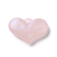 Luminous Acrylic Pendants, with Glitter, Glow In The Dark, Heart Charms, Pink, 25.5x38x9.5mm, Hole: 4x4mm, about 94pcs/500g(OACR-E010-27D)
