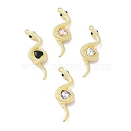 Rack Plating Alloy Pendants, with Rhinestone, Cadmium Free & Nickel Free & Lead Free, Snake, Golden, 41x13x5mm, Hole: 1.8mm(FIND-C049-06G)