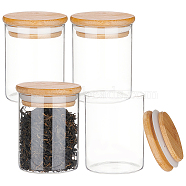 Glass Storage Jar with Suction Bamboo Lid, Clear, 68x89mm, Capacity: 200ml(6.76fl. oz)(CON-WH0089-45)
