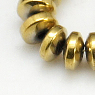 Non-Magnetic Synthetic Hematite Beads Strands, Grade A, Rondelle, Golden Plated, 4x2mm(G-C124-4x2mm-1)