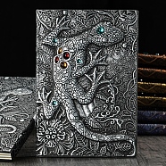 3D Embossed PU Leather Notebook, A5 Lizard Pattern Journal, for School Office Supplies, Antique Silver, 215x145mm(OFST-PW0009-008D)