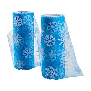 Snowflake Deco Mesh Ribbons, Tulle Fabric, Tulle Roll Spool Fabric For Skirt Making, Deep Sky Blue, 6 inch(15cm), about 10yards/roll(9.144m/roll)(OCOR-P010-G13)