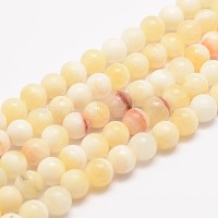 Natural Honey Jade Bead Strands, Round, 6mm, Hole: 1mm, about 63pcs/strand, 15.5 inch