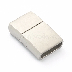 304 Stainless Steel Magnetic Clasps with Glue-in Ends, Rectangle, Stainless Steel Color, 19.5x12x5.5mm, Hole: 3x10mm(STAS-B017-03P)